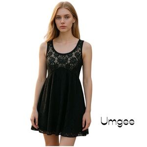 Umgee Babydoll Black Lace Mini Dress NWT Size S